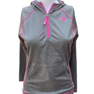 The North Face grey and pink quarter zip hoodie